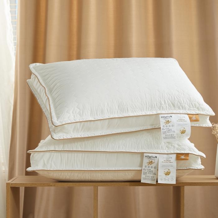 91家纺网 家纺一手货源 找家纺 木果 回馈睡眠系列--金边立体大豆纤维枕芯羽丝绒枕头