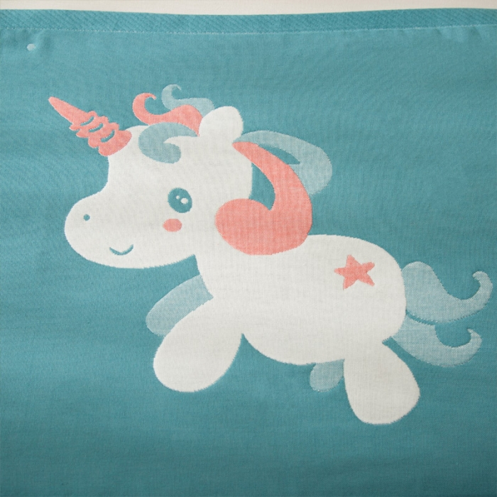 91家纺网 家纺一手货源 找家纺 朴尔家纺新款卡通风格四层纱布枕巾52*78cm/对飞马-绿