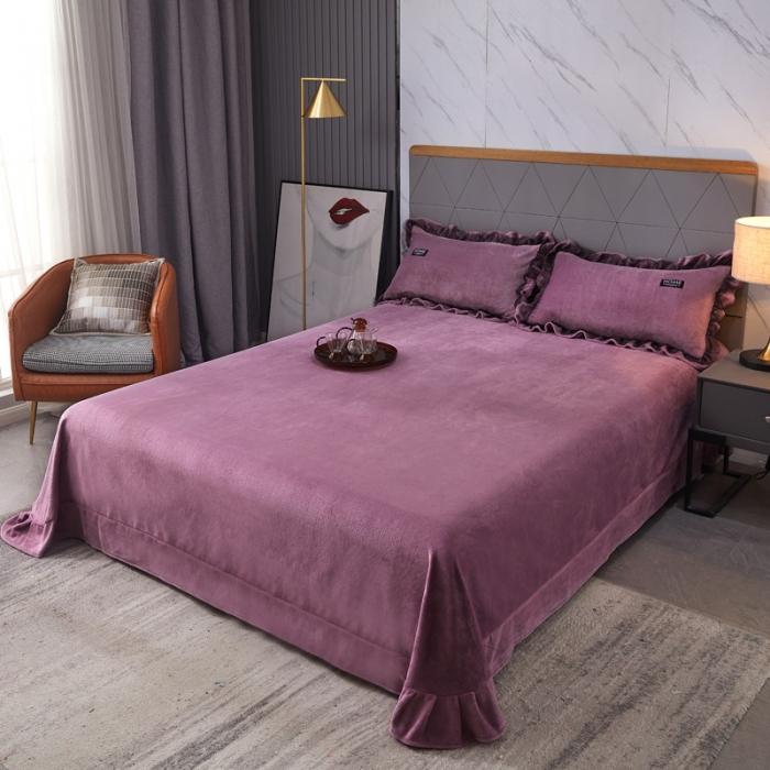 91家纺网 家纺一手货源 找家纺 2023牛奶绒保暖四件套韩版蕾丝花边