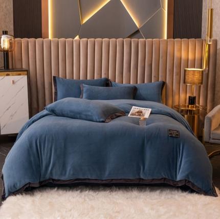 91家纺网 家纺一手货源 找家纺 大米家居 新款高克重宽边牛奶宝宝绒法莱亲肤绒四件套荣耀孔雀蓝