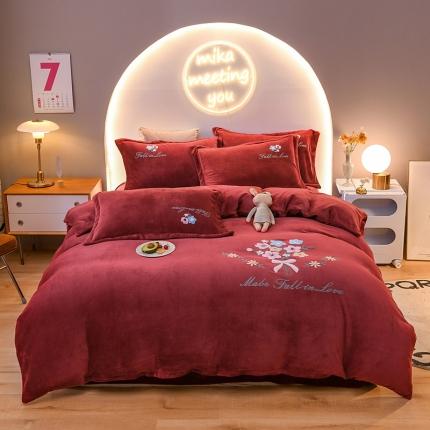 91家纺网 家纺一手货源 找家纺 （总）靓生活 2021新款牛奶绒毛巾绣四件套