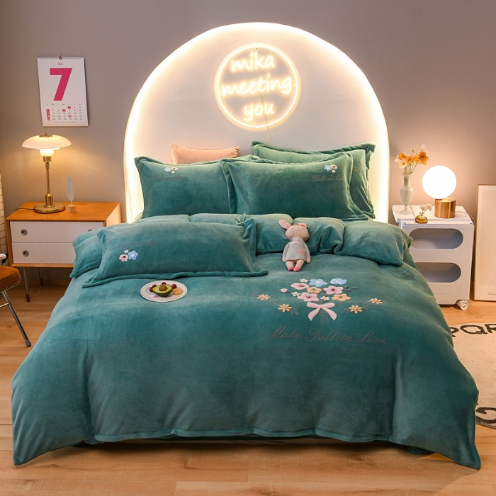 91家纺网 家纺一手货源 找家纺 （总）靓生活 2021新款牛奶绒毛巾绣四件套