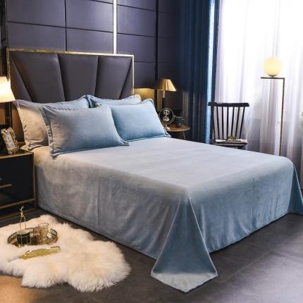 91家纺网 家纺一手货源 找家纺 锦罗绣 2024新款230克牛奶绒纯色单床单 水蓝