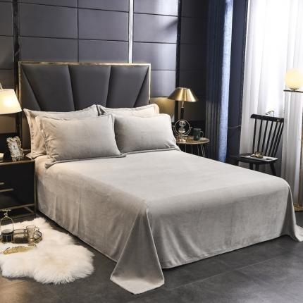 91家纺网 家纺一手货源 找家纺 锦罗绣 2024新款230克牛奶绒纯色单床单 银灰