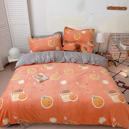 91家纺网 家纺一手货源 找家纺 （总）沐棉 2021新款高克重牛奶绒卡通四件套