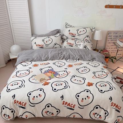 91家纺网 家纺一手货源 找家纺 （总）沐棉 2021新款高克重牛奶绒卡通四件套