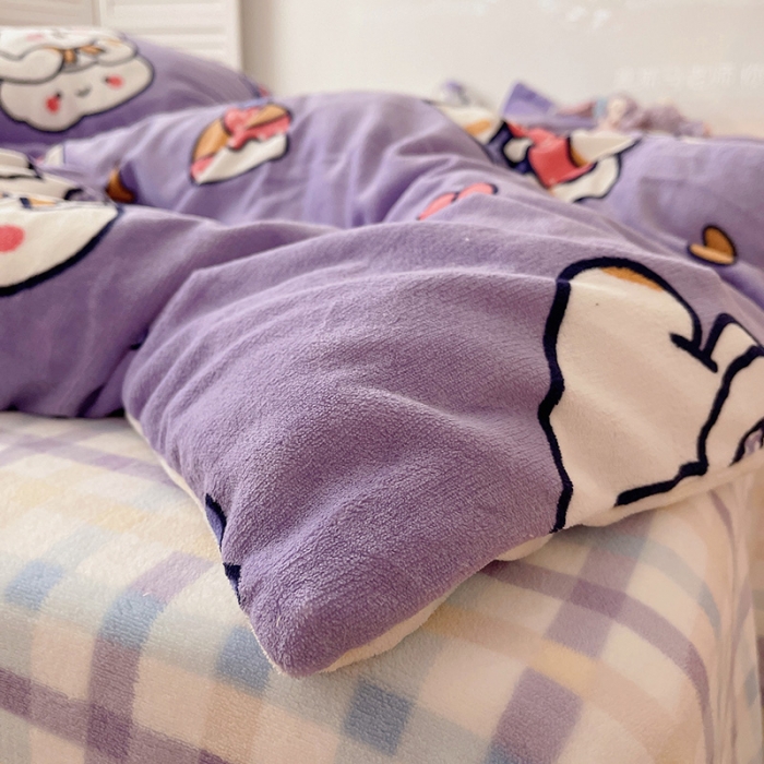 91家纺网 家纺一手货源 找家纺 （总）沐棉 2021新款高克重牛奶绒卡通四件套