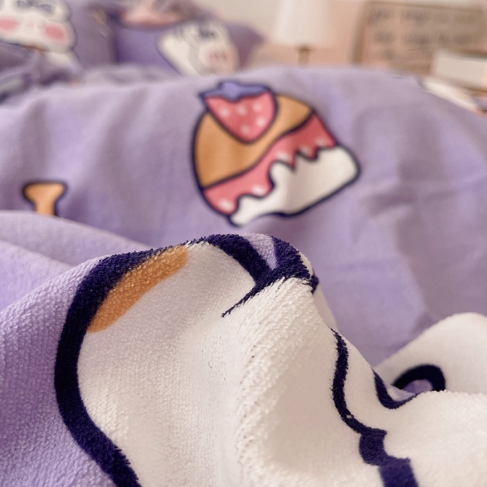 91家纺网 家纺一手货源 找家纺 （总）沐棉 2021新款高克重牛奶绒卡通四件套