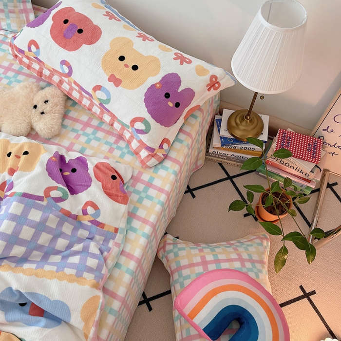 91家纺网 家纺一手货源 找家纺 沐棉 2021新款高克重牛奶绒卡通四件套 动物家族