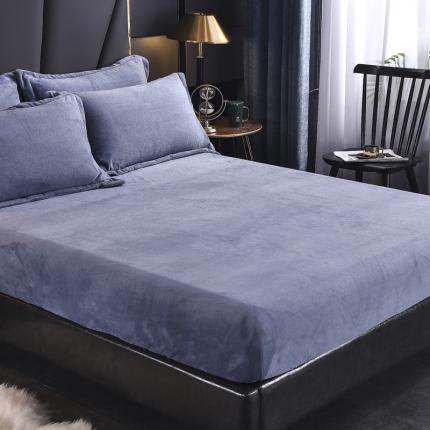 91家纺网 家纺一手货源 找家纺 锦罗绣 2024新款230克牛奶绒纯色单床笠 深蓝