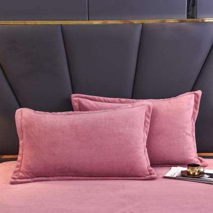 锦罗绣2024新款230克牛奶绒纯色单枕套一对 豆沙