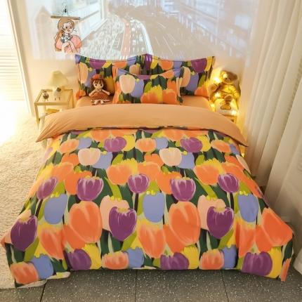 91家纺网 家纺一手货源 找家纺 （总）金爱家 2021新款纯棉磨毛小清新四件套