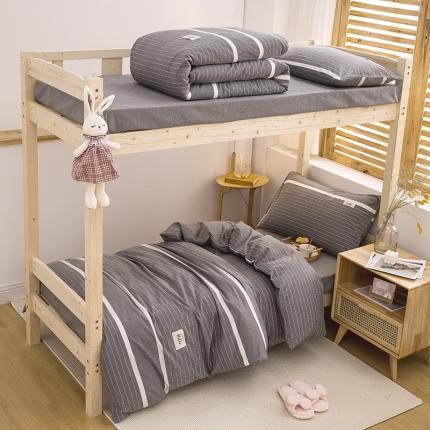 91家纺网 家纺一手货源 找家纺 （总）柠萌家居 2021新款全棉色织水洗棉学生宿舍三件套