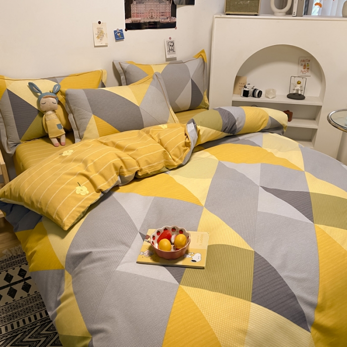 91家纺网 家纺一手货源 找家纺 金爱家 2021新款纯棉磨毛小清新四件套 奥斯