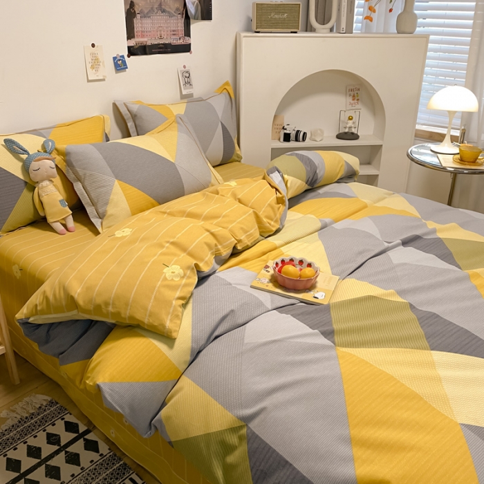 91家纺网 家纺一手货源 找家纺 金爱家 2021新款纯棉磨毛小清新四件套 奥斯