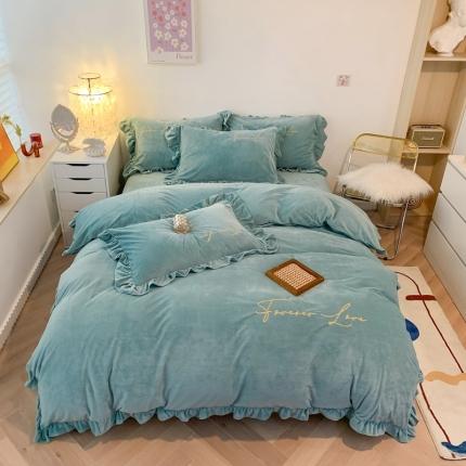 91家纺网 家纺一手货源 找家纺 （总）珺柔家纺2021新款加厚水晶绒时尚花边款