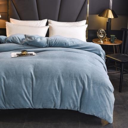 91家纺网 家纺一手货源 找家纺 锦罗绣 2024新款230克牛奶绒单被套 水蓝