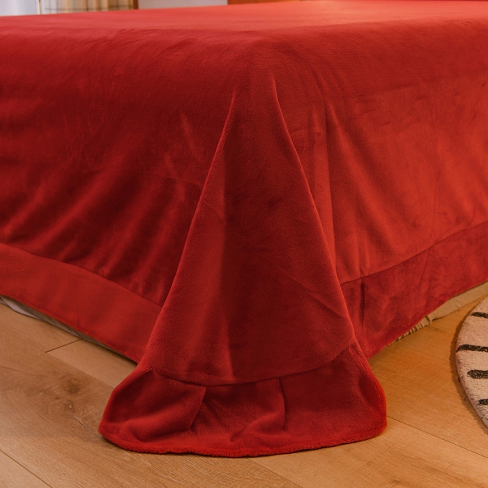 91家纺网 家纺一手货源 找家纺 靓生活 2021新款牛奶绒毛巾绣四件套 花语-大红深