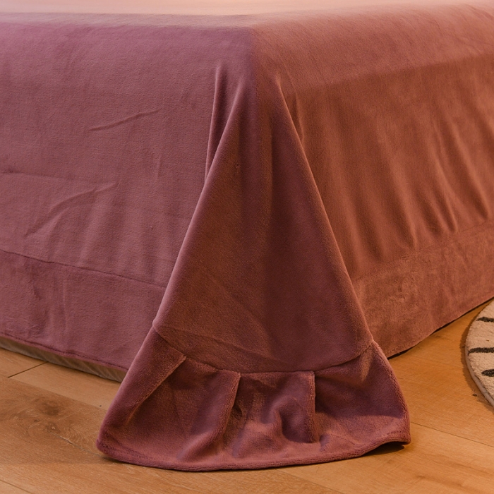 91家纺网 家纺一手货源 找家纺 靓生活 2021新款牛奶绒毛巾绣四件套 花语-豆沙色