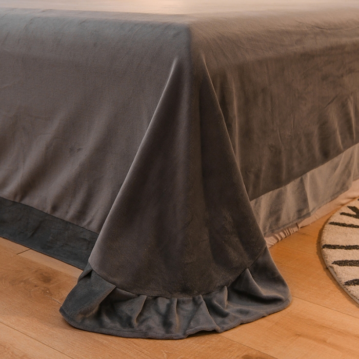 91家纺网 家纺一手货源 找家纺 靓生活 2021新款牛奶绒毛巾绣四件套 花语-高级灰