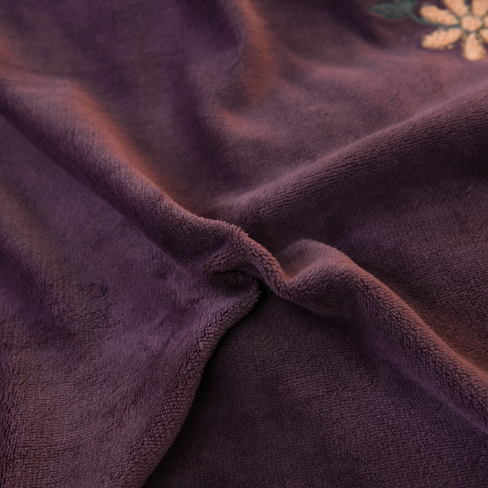 91家纺网 家纺一手货源 找家纺 靓生活 2021新款牛奶绒毛巾绣四件套 花语-紫色