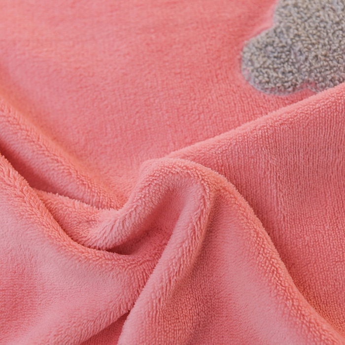 91家纺网 家纺一手货源 找家纺 靓生活 2021新款牛奶绒毛巾绣四件套 熊宝贝-粉玉色