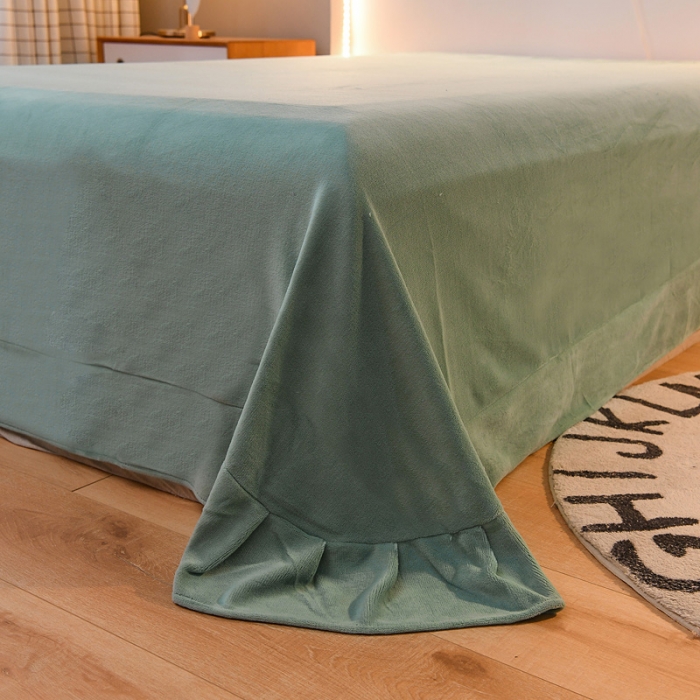 91家纺网 家纺一手货源 找家纺 靓生活 2021新款牛奶绒毛巾绣四件套 熊宝贝-时尚绿