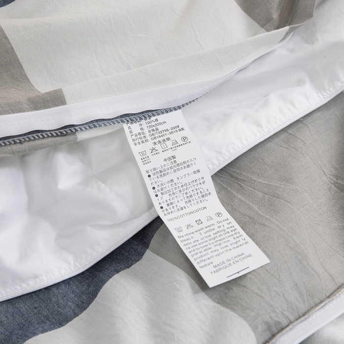 91家纺网 家纺一手货源 找家纺 柠萌家居 2021新款全棉色织水洗棉学生宿舍三件套 蓝大格