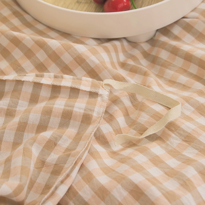 91家纺网 家纺一手货源 找家纺 柠萌家居 2021新款全棉色织水洗棉学生宿舍三件套 蜜粉小格