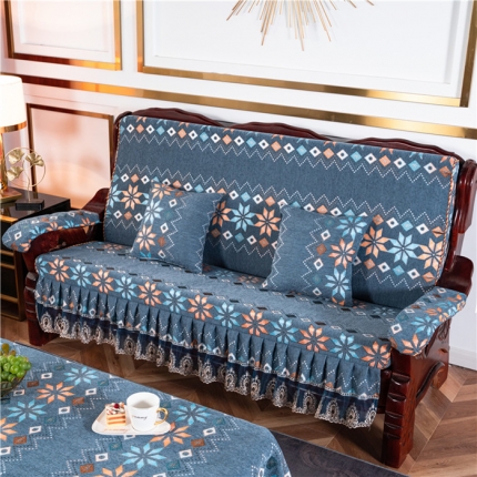 （总）欧夏家纺 2020新款花型加厚雪尼尔沙发套实木沙发垫
