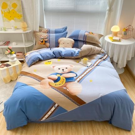 金爱家 2021新款大版磨毛卡通系列四件套 哈尼-熊