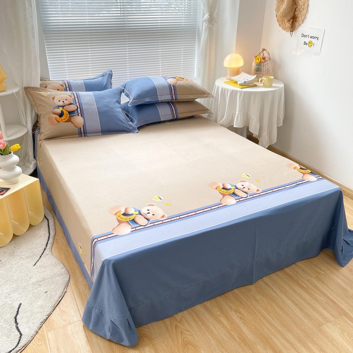 91家纺网 家纺一手货源 找家纺 金爱家 2021新款大版磨毛卡通系列四件套 哈尼-熊