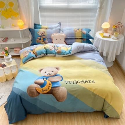 金爱家 2021新款大版磨毛卡通系列四件套 童趣-绿