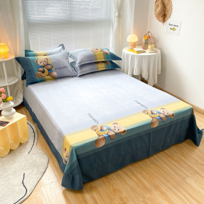 91家纺网 家纺一手货源 找家纺 金爱家 2021新款大版磨毛卡通系列四件套 童趣-绿