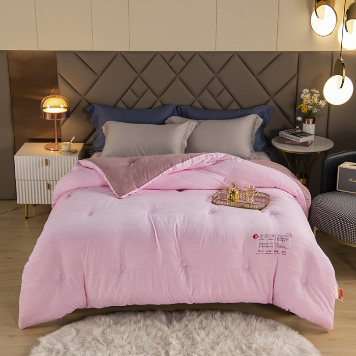 91家纺网 家纺一手货源 找家纺 2023丽卡家纺新款新款光热1号速暖被自发热被大豆被冬被春秋被 粉色