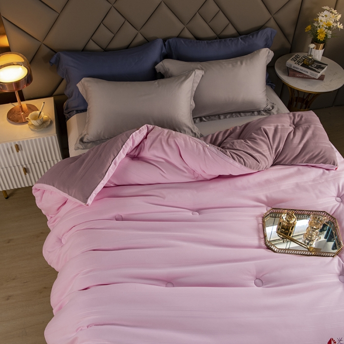 91家纺网 家纺一手货源 找家纺 2023丽卡家纺新款新款光热1号速暖被自发热被大豆被冬被春秋被 粉色