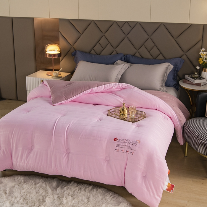 91家纺网 家纺一手货源 找家纺 2023丽卡家纺新款新款光热1号速暖被自发热被大豆被冬被春秋被 粉色