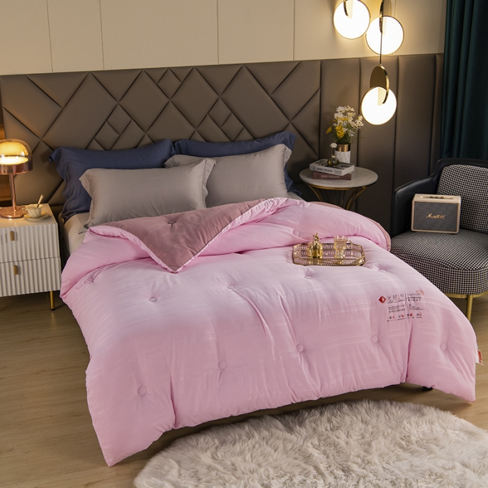 91家纺网 家纺一手货源 找家纺 2023丽卡家纺新款新款光热1号速暖被自发热被大豆被冬被春秋被 粉色