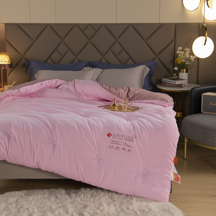 91家纺网 家纺一手货源 找家纺 2023丽卡家纺新款新款光热1号速暖被自发热被大豆被冬被春秋被 粉色