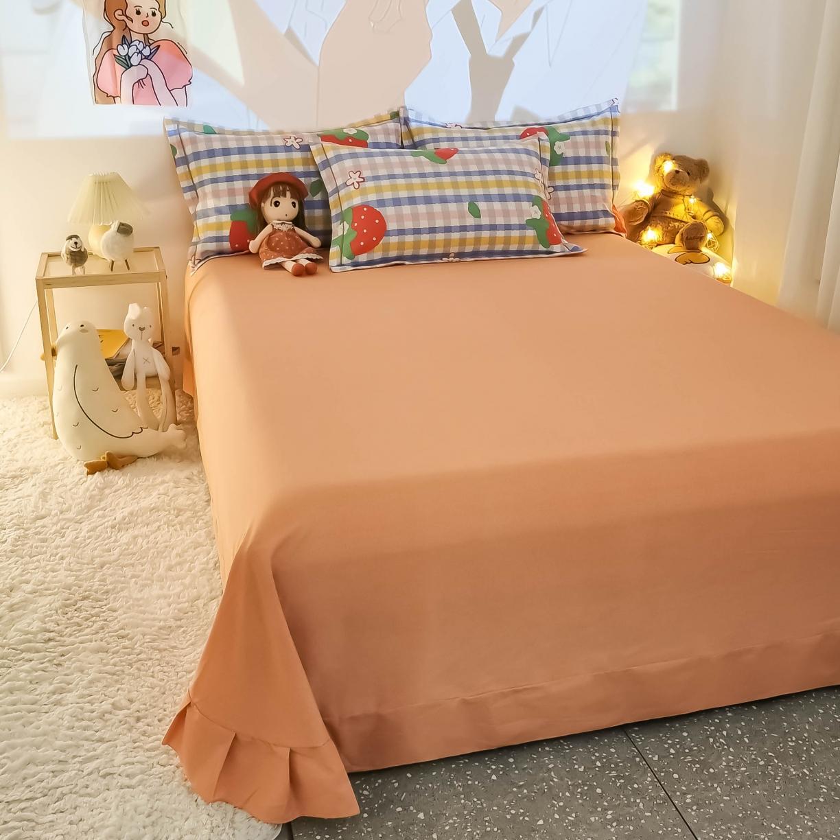 91家纺网 家纺一手货源 找家纺 金爱家 2021新款纯棉磨毛小清新四件套 草莓