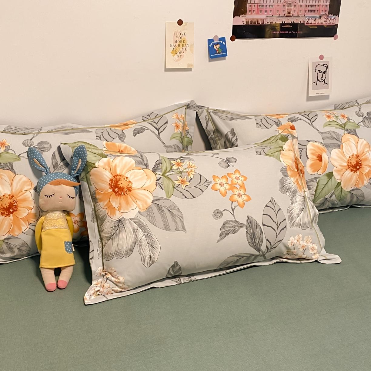 91家纺网 家纺一手货源 找家纺 金爱家 2021新款纯棉磨毛小清新四件套 荷塘月色