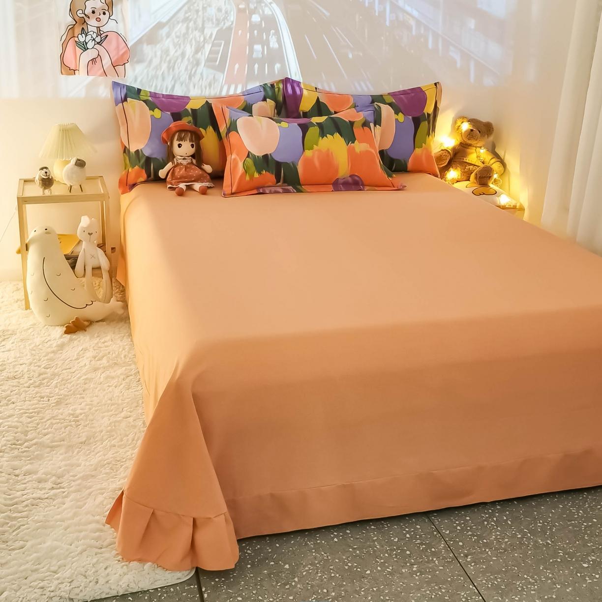 91家纺网 家纺一手货源 找家纺 金爱家 2021新款纯棉磨毛小清新四件套 浪漫朵朵