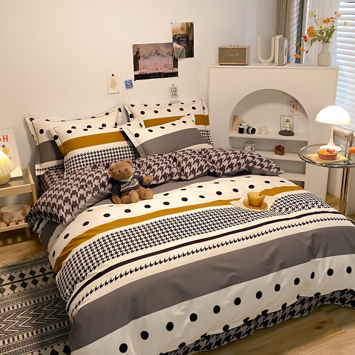 91家纺网 家纺一手货源 找家纺 金爱家 2021新款纯棉磨毛小清新四件套 罗马空间