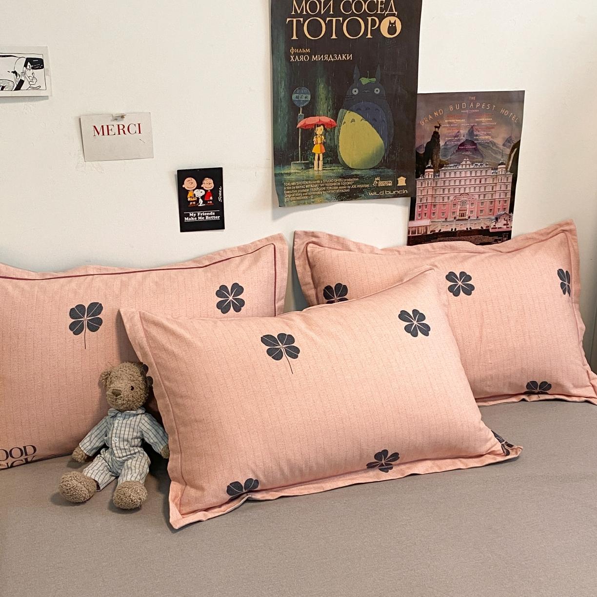 91家纺网 家纺一手货源 找家纺 金爱家 2021新款纯棉磨毛小清新四件套 情人草-粉