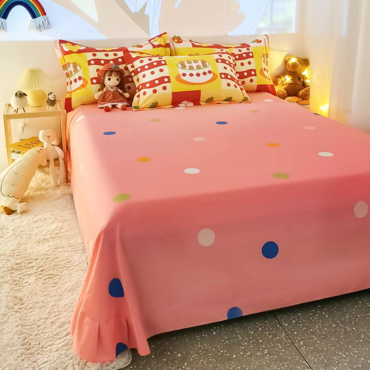 91家纺网 家纺一手货源 找家纺 金爱家 2021新款纯棉磨毛小清新四件套 甜心花语