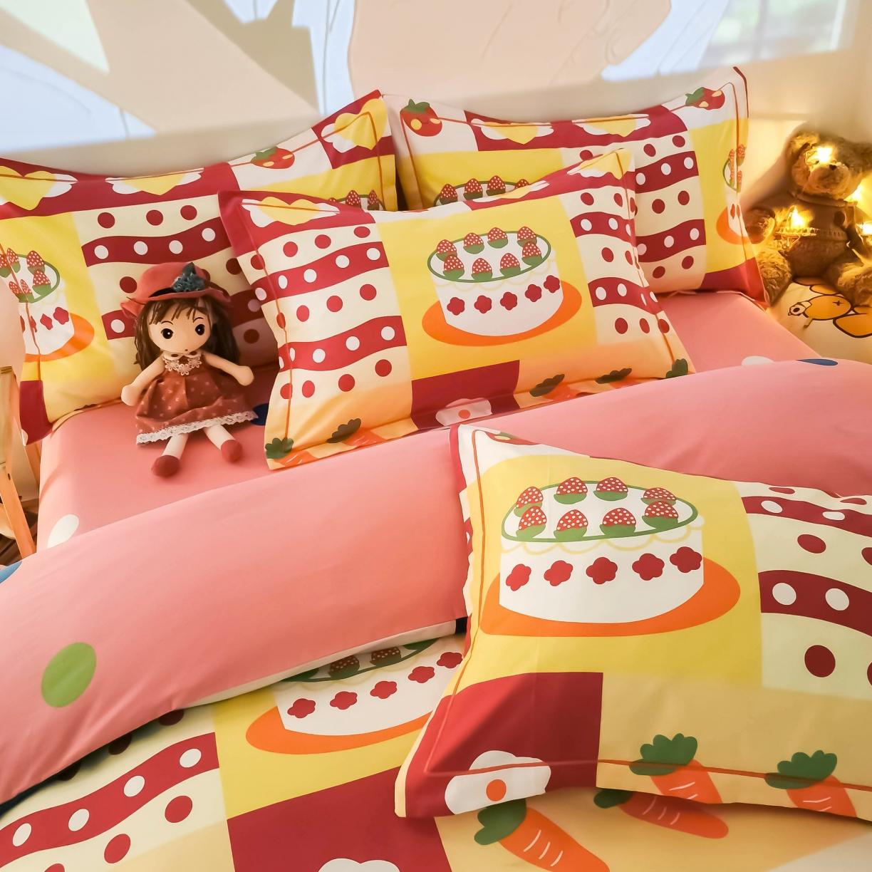 91家纺网 家纺一手货源 找家纺 金爱家 2021新款纯棉磨毛小清新四件套 甜心花语