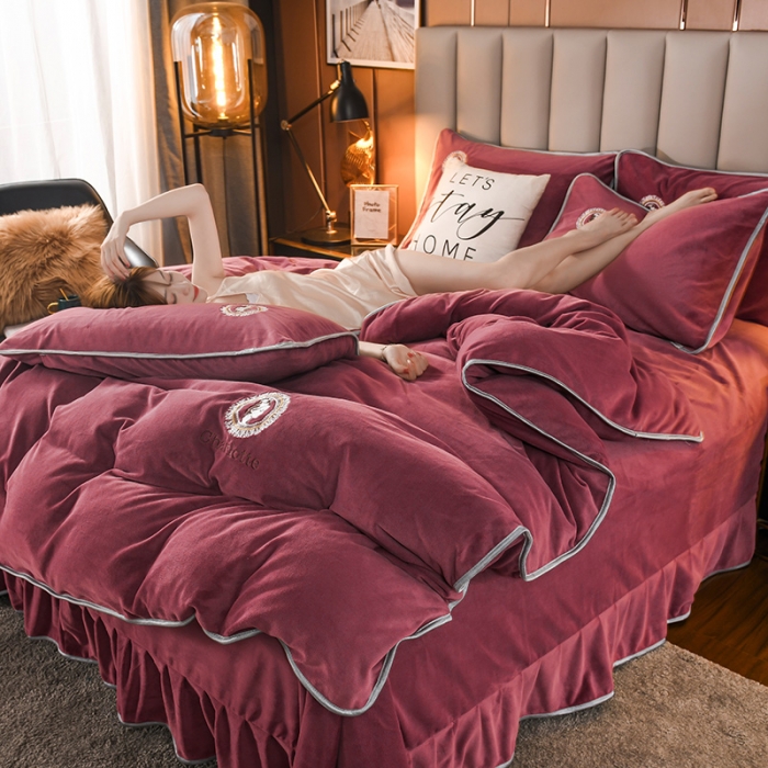 91家纺网 家纺一手货源 找家纺 （总）迷仙巢 2021新款牛奶绒系列四件套典雅