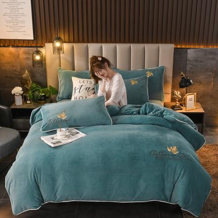 91家纺网 家纺一手货源 找家纺 （总）迷仙巢 2021新款牛奶绒系列四件套枫叶