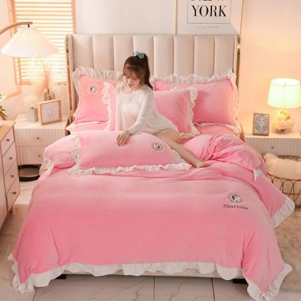 91家纺网 家纺一手货源 找家纺 （总）迷仙巢 2021新款牛奶绒系列四件套公主