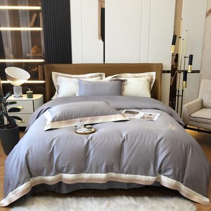 馨蕊2021秋冬新品100支澳棉四件套高定系列 蝶恋-轻奢灰